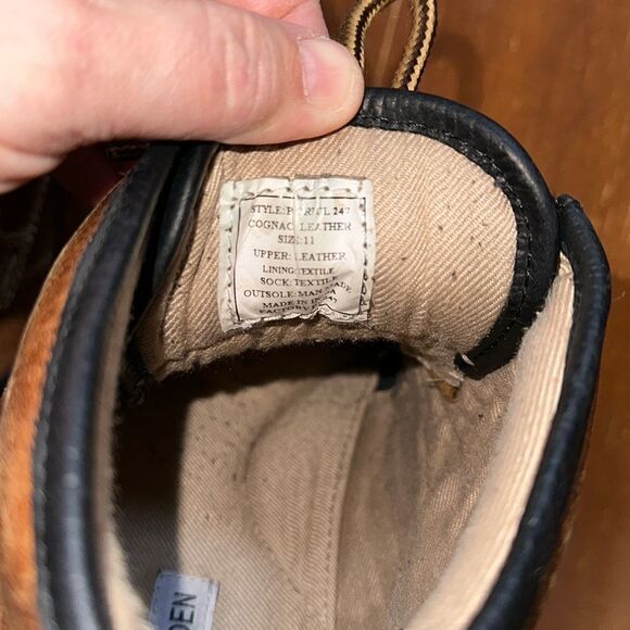 Steve Madden 11 Cognac Brown Black Genuine Leather Oricl 247 Lace up Boots - Picture 10 of 10